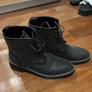 Yves Saint Laurent Black Studded Ankle Boots